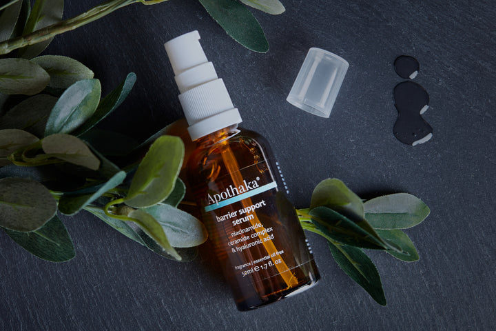 Introducing Apothaka® barrier support serum with niacinamide, ceramides & hyaluronic acid