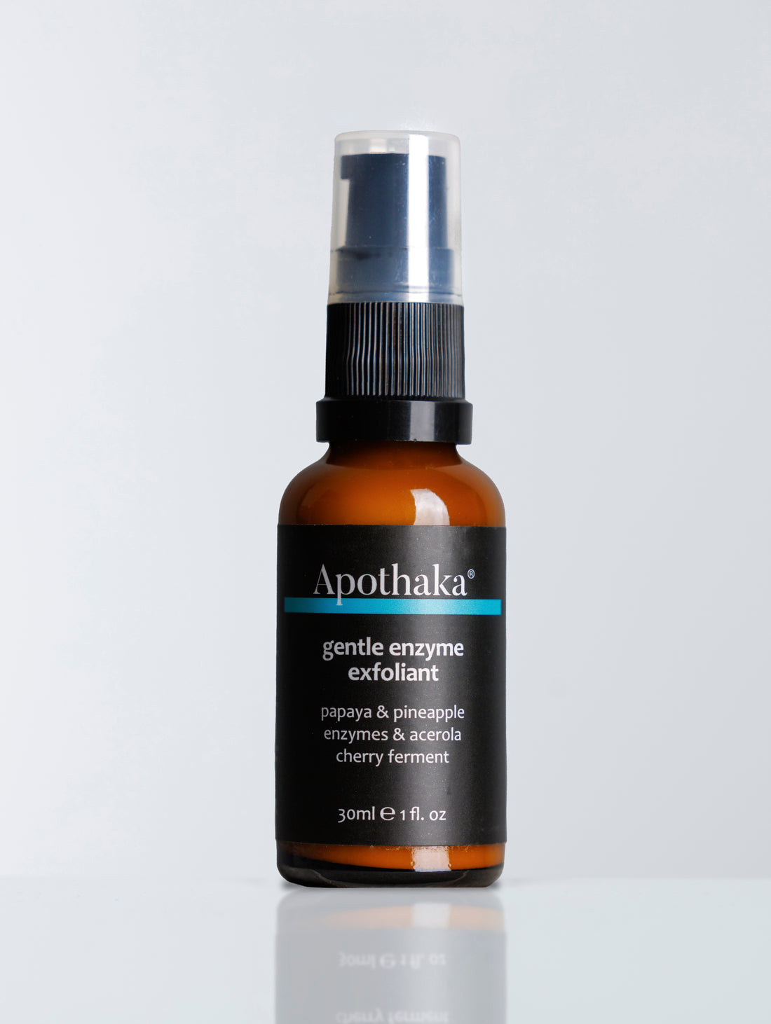 Apothaka gentle enzyme exfoliant fragrance free sensitive skin in amber glass bottle with pump dispenser