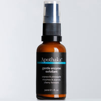 Apothaka gentle enzyme exfoliant fragrance free sensitive skin in amber glass bottle with pump dispenser