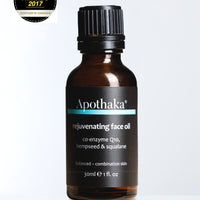 Apothaka rejuvenating face oil CoQ10 normal to combination skin in amber glass bottle with black cap