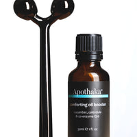 Apothaka self care set with metal facial massage roller and comforting oil booster 30ml for sensitive skin fragrance free