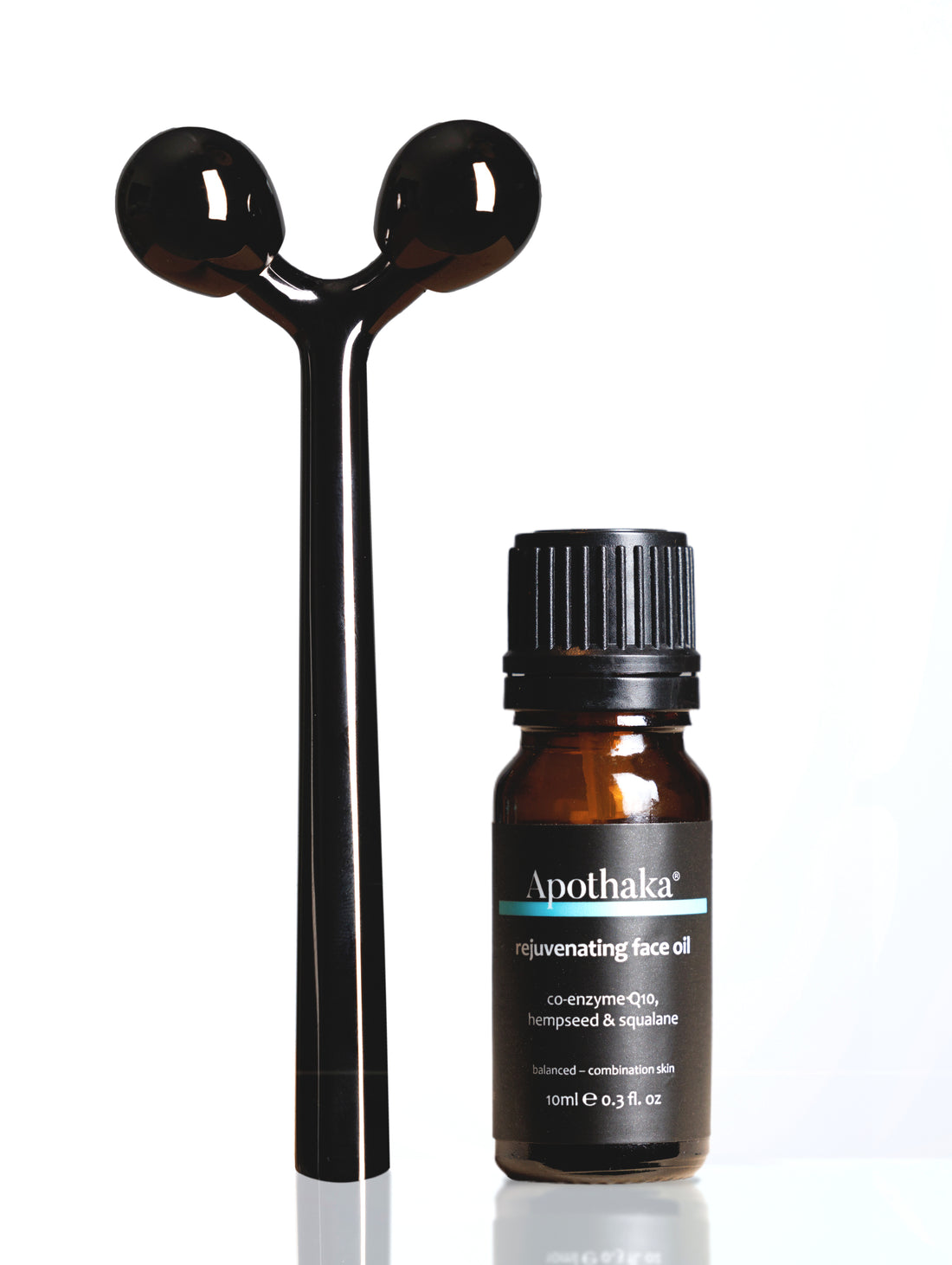 Apothaka self care set with metal facial massage roller and rejuvenating face oil 10ml for combination skin lightly fragranced