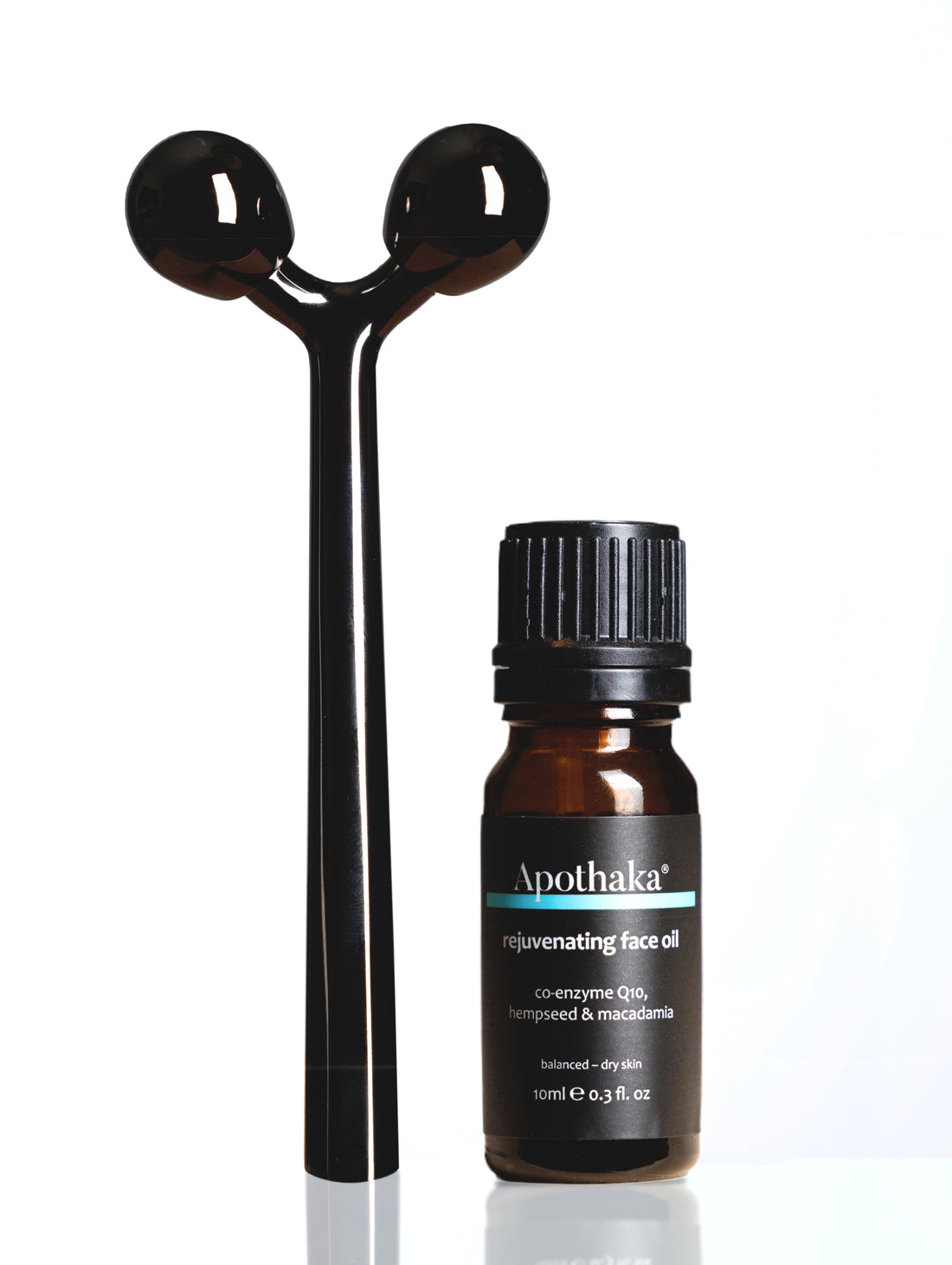 Apothaka self care set with metal facial massage roller and rejuvenating face oil 10ml for dry skin lightly fragranced