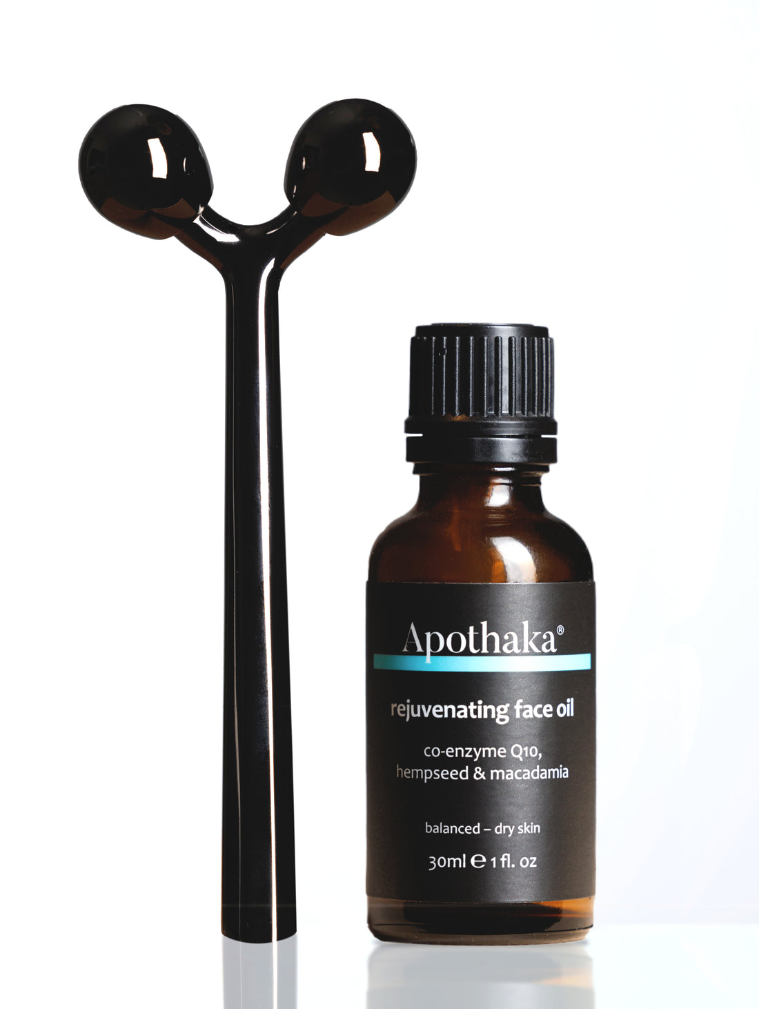 Apothaka self care set with metal facial massage roller and rejuvenating face oil 30ml for dry skin lightly fragranced