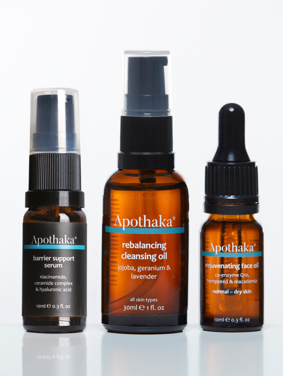 Apothaka discovery set (fragranced) - cleansing oil, barrier support, face oil