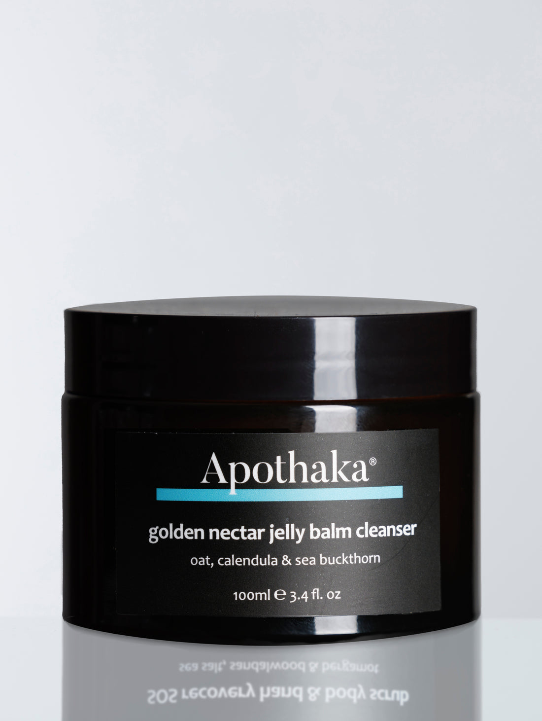 Apothaka golden nectar jelly balm cleanser amber glass jar packaging with black lid